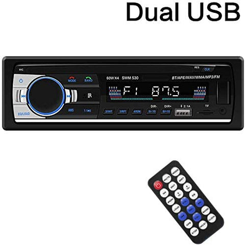Multimedia Car Stereo – Single Din LCD, BT Audio and Calling, Built-in Microphone,FM Radio Receiver, MP3 Player, WMA, USB, Auxiliary Input, Wireless Remote Control