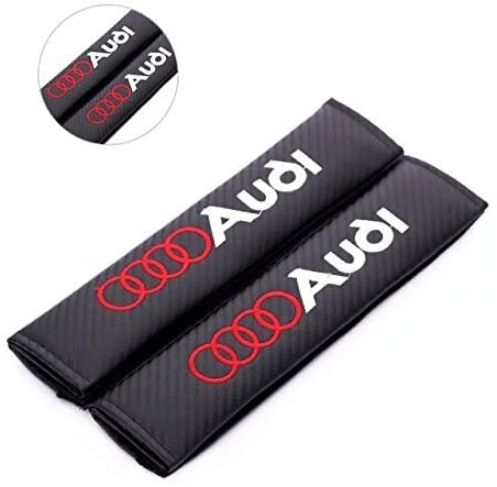 Haiy Suitable for Audi Carbon Fiber car seat Belt Shoulder pad A4L A6 A5 A3 Q5 Q3 2 (red Letters)