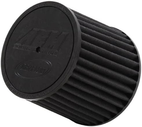 AEM 21-201BF-H Universal DryFlow Clamp-On Air Filter: Round Tapered; 2.5 in (64 mm) Flange ID; 5.125 in (130 mm) Height; 6 in (152 mm) Base; 5.125 in (130 mm) Top