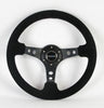 NRG Steering Wheel - 06 (Deep Dish) - 350mm (13.78 inches) - Black Suede with Black Spokes - Part # ST-006S