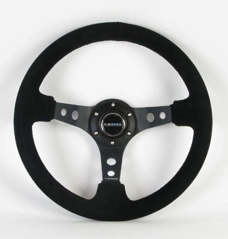 NRG Steering Wheel - 06 (Deep Dish) - 350mm (13.78 inches) - Black Suede with Black Spokes - Part # ST-006S