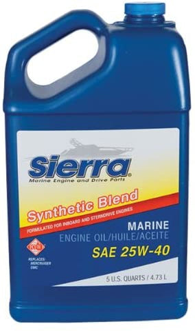 Sierra SAE 25W-40 Synthetic Blend Oil for Inboard and Sterndrive Engines, 5 Qts.