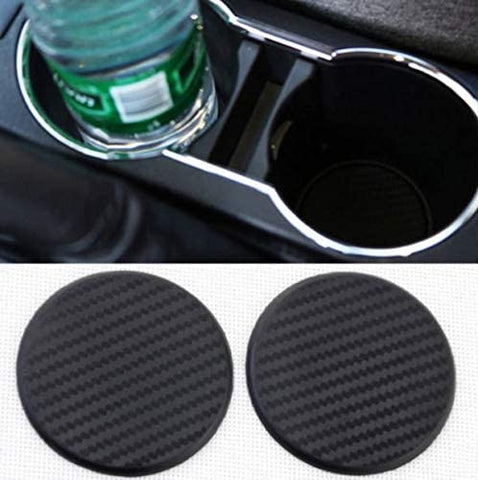 TRUE LINE Automotive Black Carbon Fiber Car Cup Holder Insert Pad