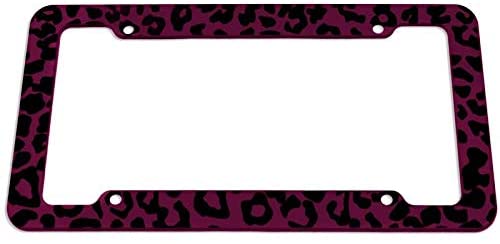 Motorup America Auto License Plate Frame Cover - Fits Select Vehicles Car Truck Van SUV - Wild Pink Leopard Print