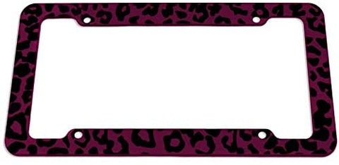 Motorup America Auto License Plate Frame Cover 2-Pack - Fits Select Vehicles Car Truck Van SUV - Wild Pink Leopard Print