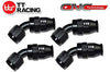 PTFE Brake Fittings Hose Adapter Teflon Straight 45 90 Degree Set 4 Fittings Kit 80-4-P (AN8-45 Degree, Black) 80-045BK-08_4