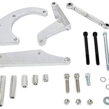 A-Team Performance Long Water Pump Compressor Bracket Compatible with Chevrolet SBC Small Block Chevy V8, GEN. I, Chrome