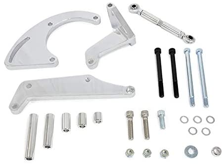 A-Team Performance Long Water Pump Compressor Bracket Compatible with Chevrolet SBC Small Block Chevy V8, GEN. I, Chrome