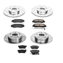 Power Stop K1042 Front and Rear Z23 Carbon Fiber Brake Pads with Drilled & Slotted Brake Rotors Kit