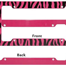 Motorup America Auto License Plate Frame Cover - Fits Select Vehicles Car Truck Van SUV - Wild Pink Zebra Print