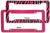 Motorup America Auto License Plate Frame Cover - Fits Select Vehicles Car Truck Van SUV - Wild Pink Zebra Print