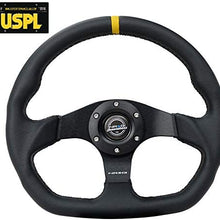 NRG Innovations Reinforced Leather Steering Wheel RST-024MB-R-Y + U.S. Performance Lab Air Freshener