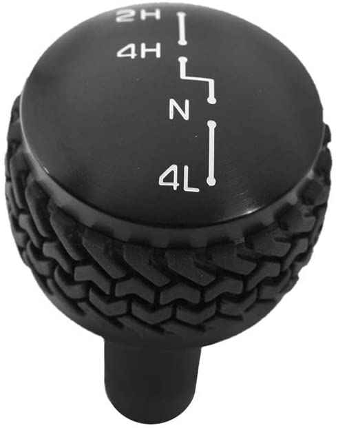 DV8 Offroad | Replacement 4WD Shift Knob | Includes Patented Tire Tread Rubber Grip | Designed for The 07-18 Jeep Wrangler JK | Black Finish