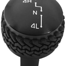 DV8 Offroad | Replacement 4WD Shift Knob | Includes Patented Tire Tread Rubber Grip | Designed for The 07-18 Jeep Wrangler JK | Black Finish