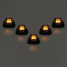 5pcs Amber Lens Amber LED Cab Roof Marker Lights, KOMAS Roof Top Lamp Clearance Running Light Replacement for Truck SUV Ford 1999-2016 E/F (Smoked Lens & Amber LED)