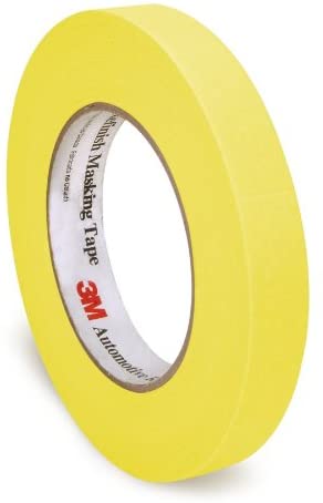 3M Automotive Refinish Masking Tape, 06652, 18 mm x 55 m,Yellow