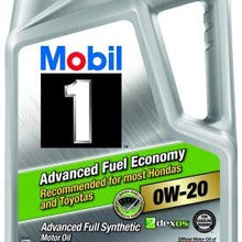 Mobil 1 0W-20 Advanced Fuel Economy Full Synthetic Motor Oil, 5 qt.