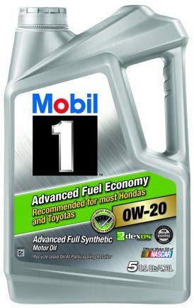 Mobil 1 0W-20 Advanced Fuel Economy Full Synthetic Motor Oil, 5 qt.