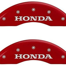 MGP Caliper Covers 20218SHONRD Red Powder Coat Finish "Honda" Engraved Caliper Cover with Silver Characters, Set of 4