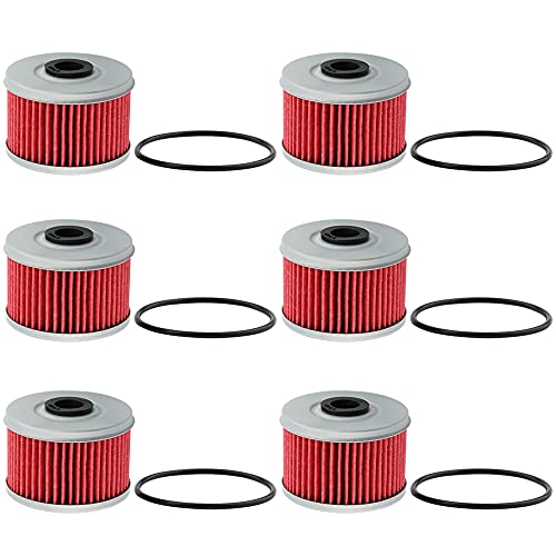 SocketGas 6 pcs HF113 Motorcycle Oil Filter Replacement for TRX250X TRX300EX TRX300FW TRX350D TRX350TM TRX350FM TRX350TE TRX350FE TRX400FW TRX420FE TRX420TE TRX420TM TRX450FM TRX450FE TRX500