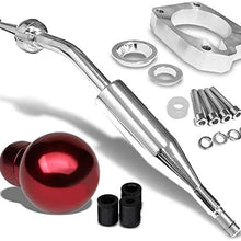 Manzo Short Throw Shifter (Chrome)+Shift Knob (Aluminum, Black with White Shift Pattern, Round Shape, 5-Speed) Works With 83-87 Corolla GTS AE86 MT