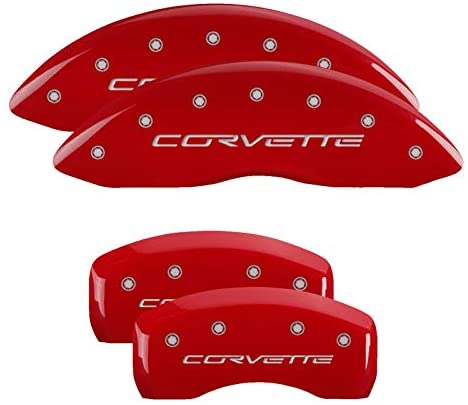 MGP Caliper Covers 13008SCV6RD Red Brake Covers fits 2005-2013 Chevrolet Corvette (C6) Engraved with Front and Rear: C6/Corvette, Set of 4