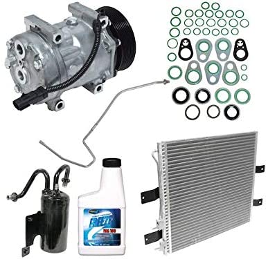 A/C Compressor Kit with Straight Lower Fittings - Compatible with 2003-2005 Dodge Ram 3500 5.9L 6-Cylinder Turbo Diesel (VIN C or 6)
