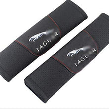 DEFTEN 2pcs Black Leather Car Seat Safety Belt Strap Covers Shoulder Pad Accessories Fit for Jaguar F-Pace F-Type XF XJ XE XK