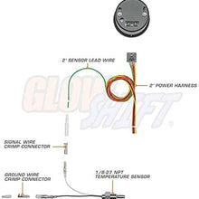 GlowShift Black 7 Color 300 F Water Coolant Temperature Gauge Kit - Includes Electronic Sensor - Black Dial - Clear Lens - for Car & Truck - 2-1/16" 52mm