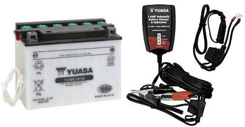 Yuasa YUAM2218C Y50N18L-A-CX Battery and Automatic Charger Bundle