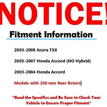 Detroit Axle - Rear 260mm Drilled and Slotted Disc Brake Kit Rotors w/Ceramic Pads w/Hardware & Brake Kit Cleaner & Fluid for 2003 2004 2005 2006 2007 Honda Accord Coupe Sedan - [2003-2008 Acura TSX]