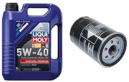 Liqui Moly 2041 Premium 5W-40 Synthetic Motor Oil - 5 Liter Jug + 1 Engine Oil Filter Mahle 06A115561BML / 06A115561B / OC264 Audi 90 100 200 A6 Volkswagen Beetle Cabrio Jetta S4 S6 TT