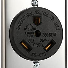 30 Amp Dryer Receptacle TT-30 RV30 2 Pole 3 Wire 125V AC Flush Mount Female Heavy Duty Outlet with Installing Screws and Stainless Cover for Dryer Generator Recreational Vehicle