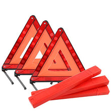 YaeKoo Triple Warning Triangle in Storage Case Foldable Emergency Warning Triangle Reflector Safety Triangle Kit, Foldable Reflective Car Roadside Safety Warning Sign, 3-Pack