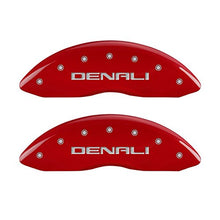 MGP Caliper Covers 34208SDNLRD Red Powder Coat Finish Front and Rear Caliper Cover, Set of 4 (Denali Silver Characters, Engraved)