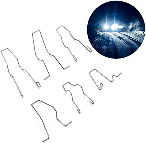 Universal Headlight Retainer Spring Clips Clamp Headlamp Dip Dipped Beam Bulb Hoder (Set of 6)