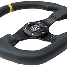 NRG Innovations Reinforced Leather Steering Wheel RST-024MB-R-Y + U.S. Performance Lab Air Freshener