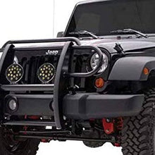 Black Horse Off Road 17JPWRMA-PLB Black Grille Guard Kit with 7" Black LED Lights Compatible with 2007 2018 Jeep Wrangler