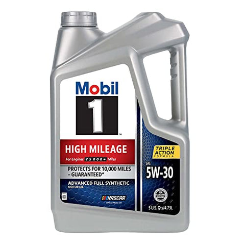 Mobil 1 High Mileage Full Synthetic Motor Oil 5W-30, 5 Quart