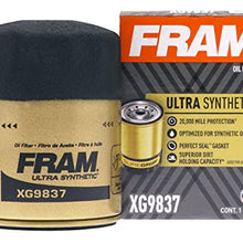 FRAM Ultra Synthetic Automotive Replacement Oil Filter, Designed for Synthetic Oil Changes Lasting up to 20k Miles, XG9837 with SureGrip (Pack of 1)