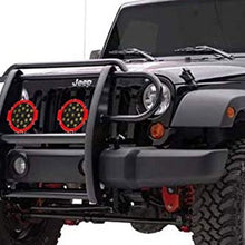 Black Horse Off Road 17JPWRMA-PLR Black Grille Guard Kit with 7" Red LED Lights Compatible with 2007 2018 Jeep Wrangler