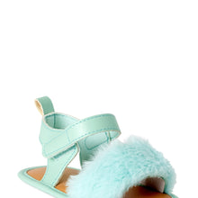 First Steps by Stepping Stones Faux Fur Soft Sole Baby Ankle-Strap Sandals (Infant Girls)