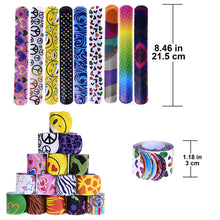 Fun Little Toys 72 PCs Slap Bracelets Toy Party Favor Pack with Colorful Hearts Emoji Animal Print Design Retro Slap Bands for Birthday Parties, Kids Prizes,Stocking Stuffers, Pinata Fillers
