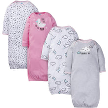 Gerber Baby Girls Lap Shoulder Gowns with Mitten Cuffs, 4-Pack