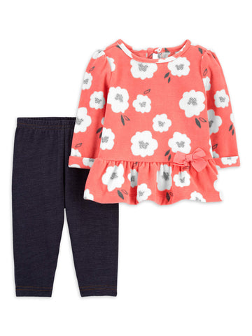 Child of Mine by Carter's Toddler Girls Long Sleeve Peplum Top & Leggings, 2-Piece Outfit Set (Sizes 2T-5T)