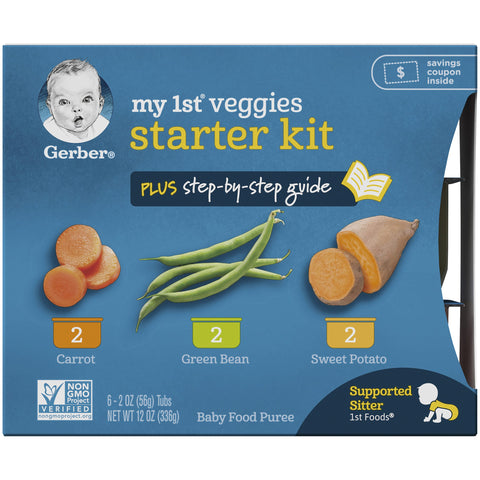 Gerber 1st Foods My 1st Veggies Baby Food Starter Kit, 2 Oz Tubs, 6 Count (Pack of 2)