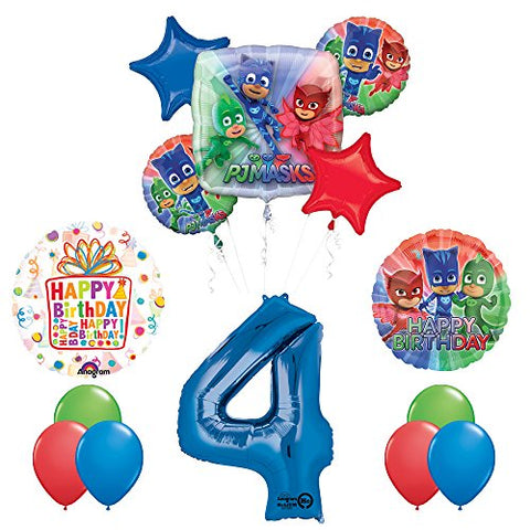 the Ultimate PJ MASKS 4th Birthday Party Supplies and Balloon decorations