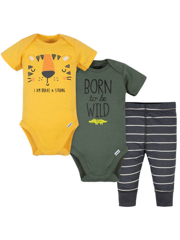 Gerber Baby Boy Onesies Bodysuits and Pant Set, 3pc