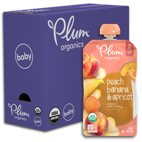 Plum Organics Stage 2 Organic Baby Food, Peach, Banana & Apricot, 4 Ounce Pouch (Pack of 6)