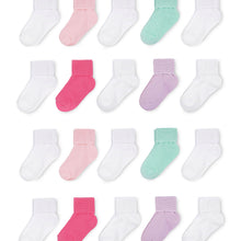 Wonder Nation Baby Toddler Girls Socks, 20-Pack Folded Cuff
